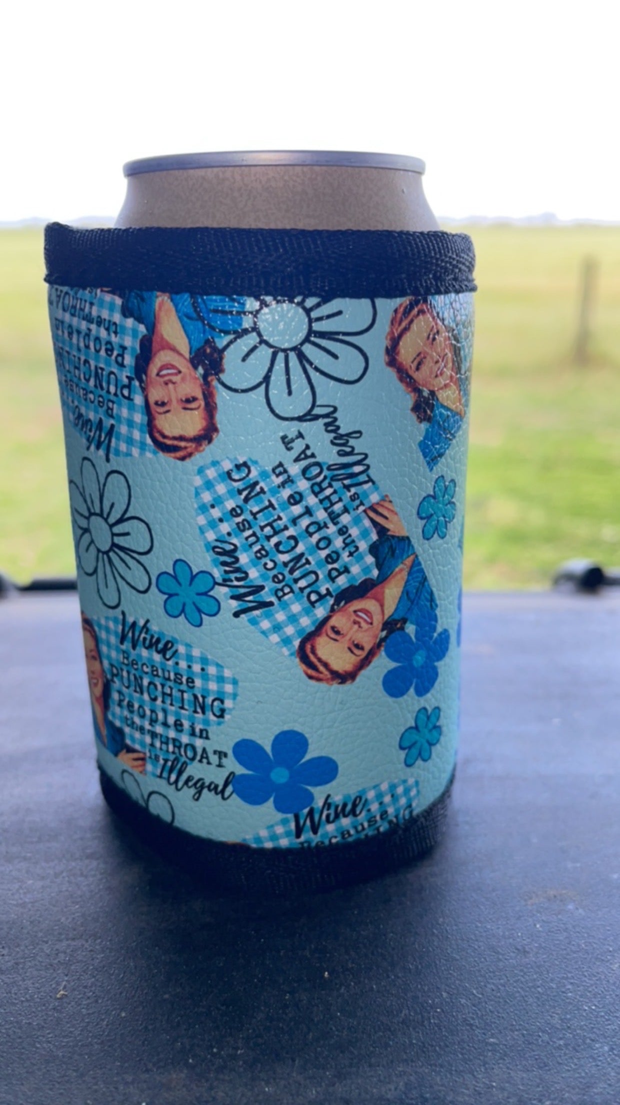 Vinyl Stubby Holder - Wine. Because punching people in the throat is illegal
