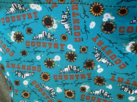 Fabric Shopping bag - (Ready  Made) -Country sew n sew teal