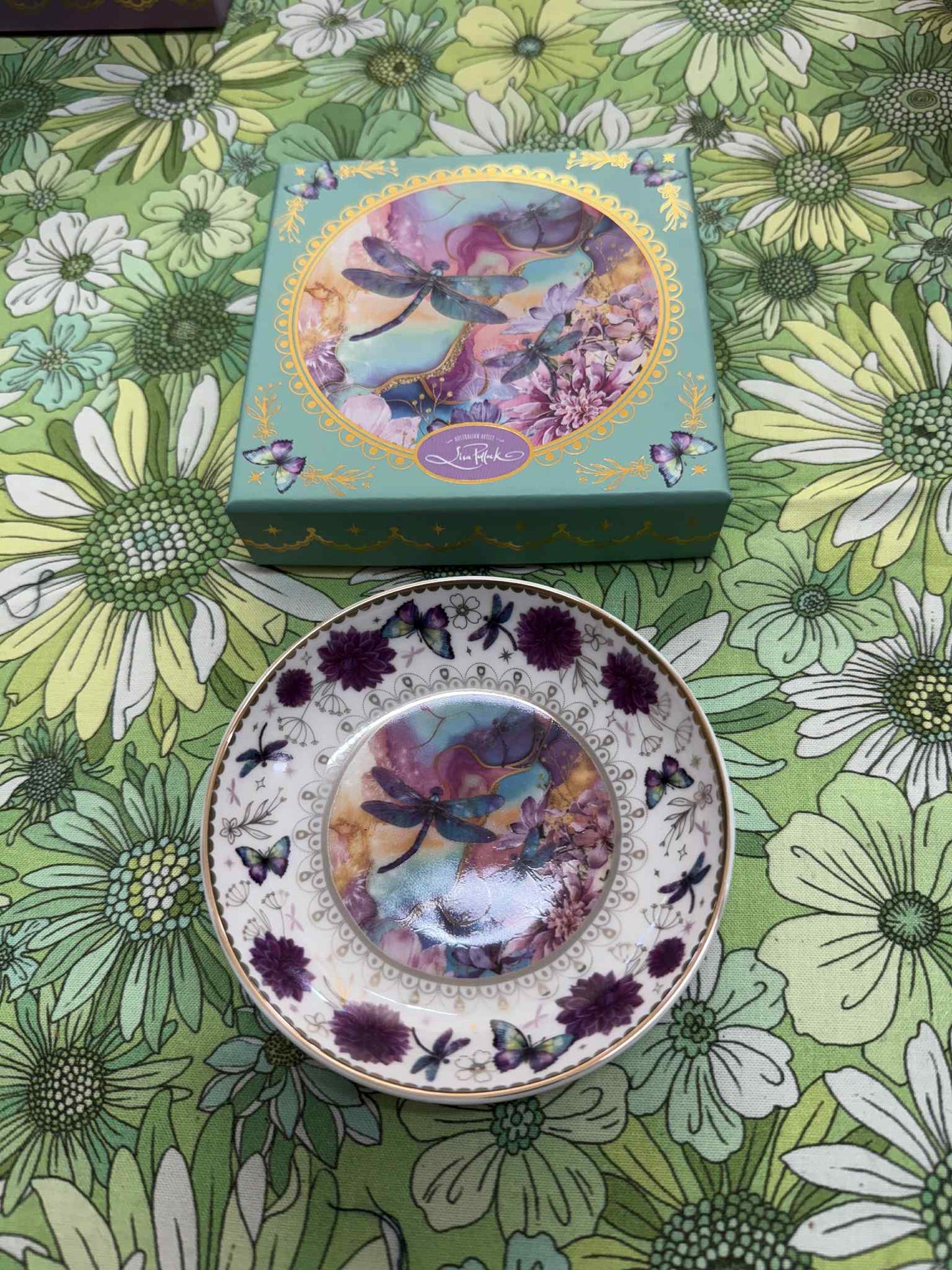 Trinket Dish, Ceramic - Playful dragonflies