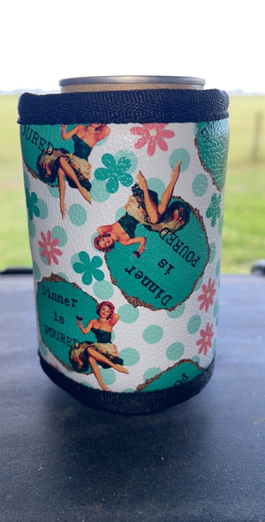 Vinyl Stubby Holder -Dinner is poured