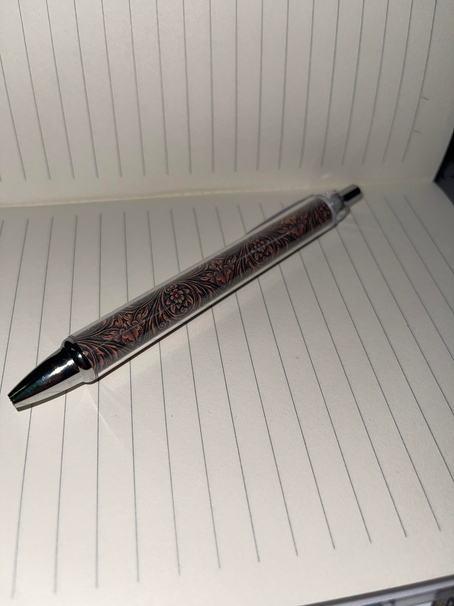Western Ball Point pen - Tooled leather