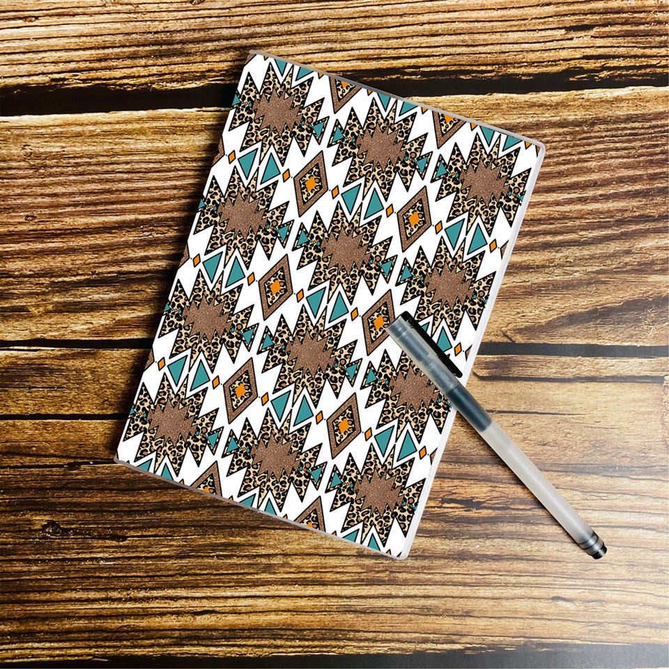 Western lined notebook -Leopard aztec