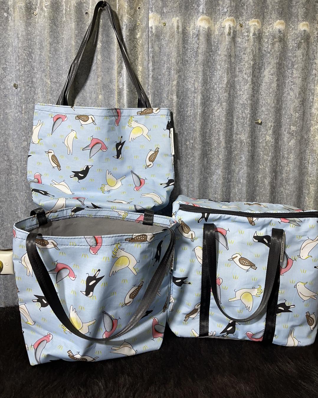 Ready made Shopping Bag Set (insulated cooler bag) - Birds