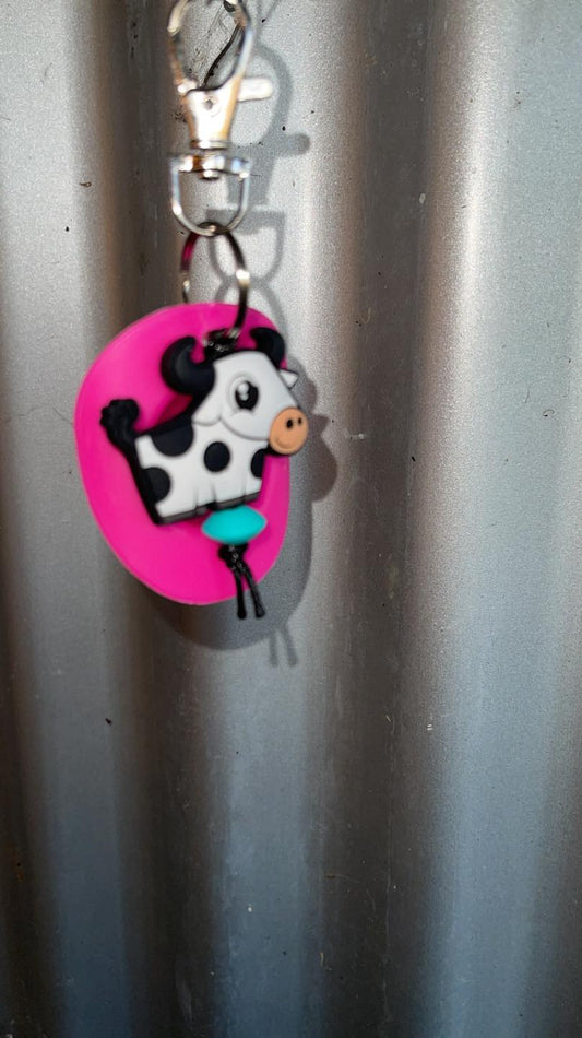 Cowboy hat keyring with Bead - Dairy cow