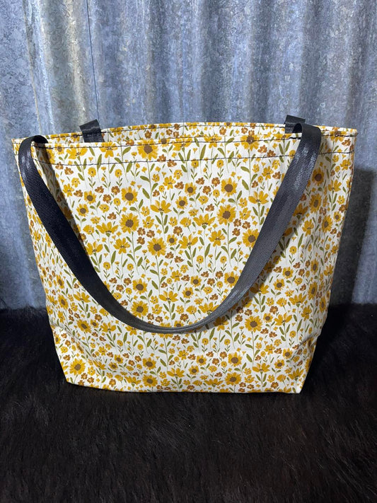 Ready made Fabric Shopping bag - Yellow flowers