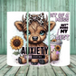 20 oz Tumbler - Anxiety highland cow purple