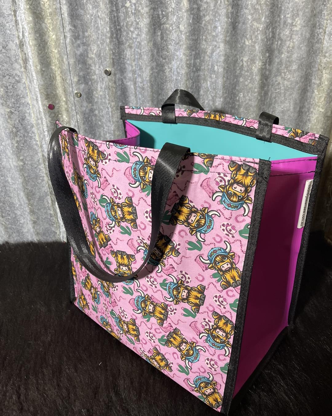 Pvc and fabric shopping bag - Moody Cow