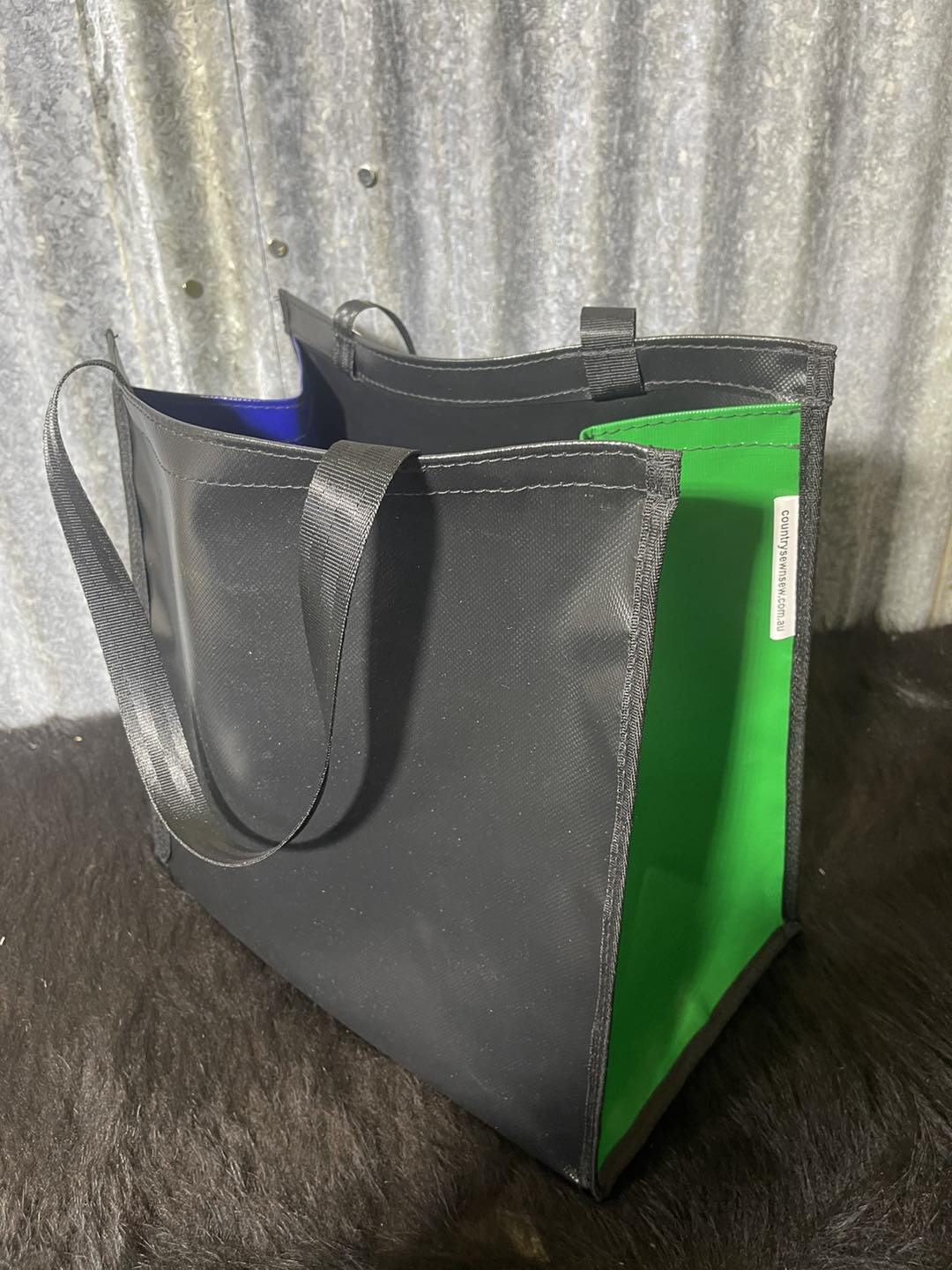 PVC Shopping bag - (Ready Made) Black, green, blue