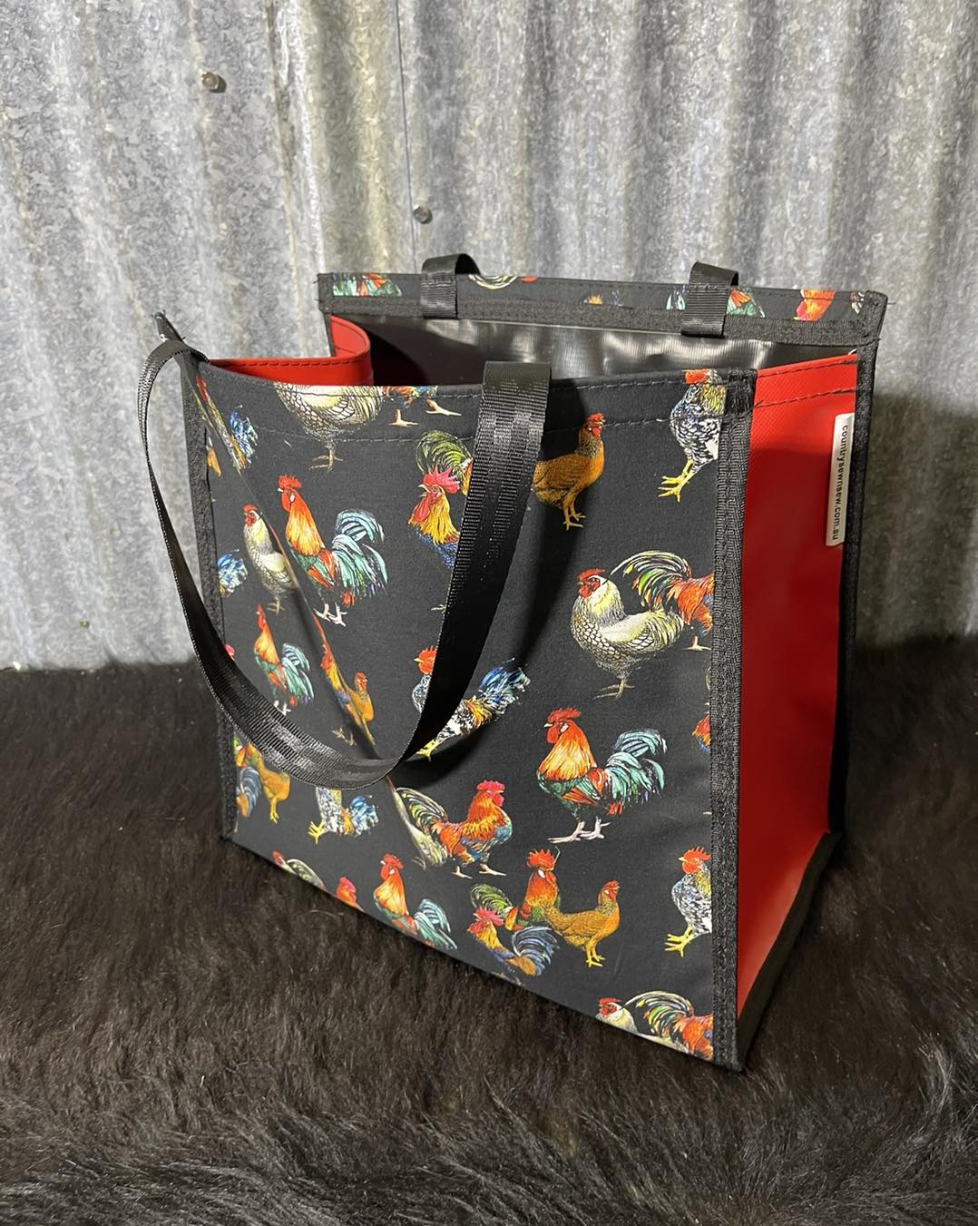Pvc and fabric shopping bag - Roosters