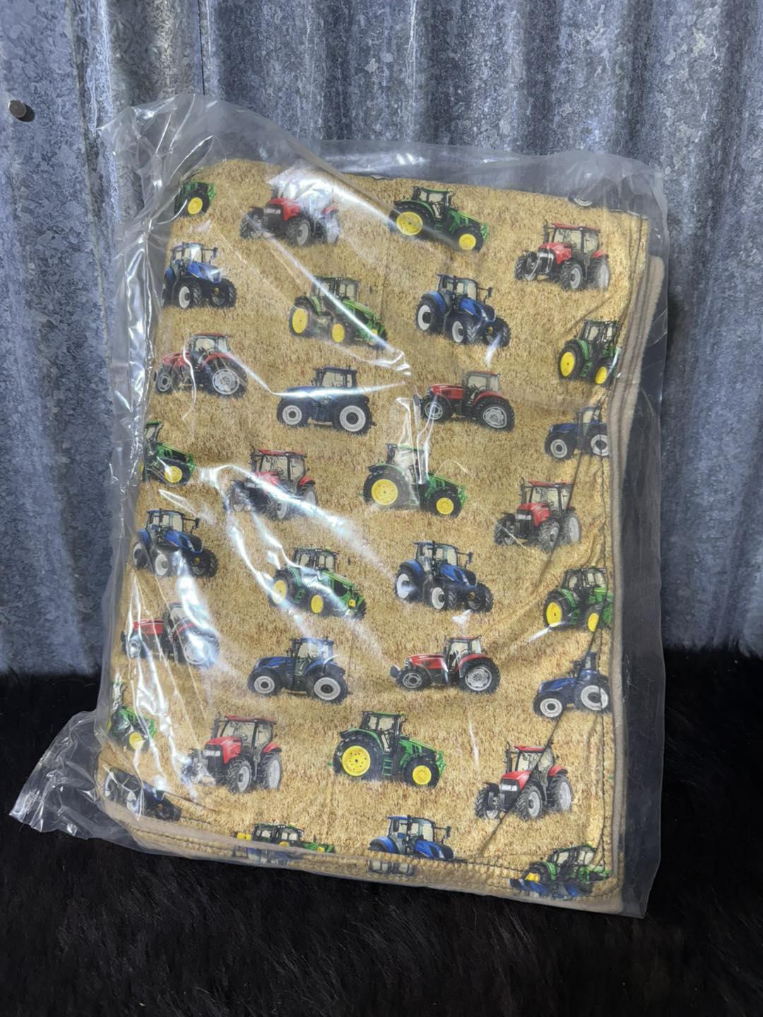 Swag Blanket - Mixed Tractors - Latte back
