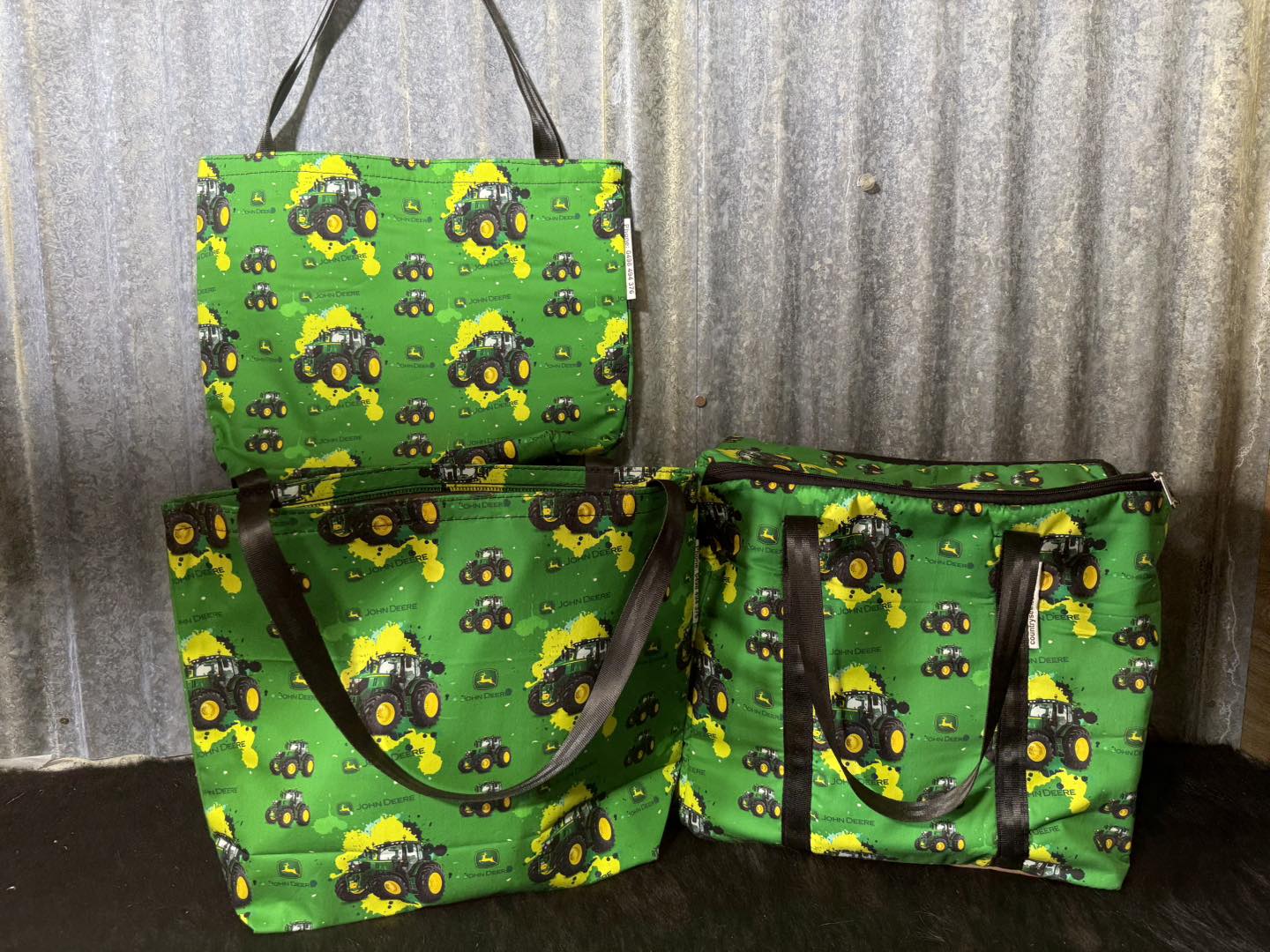Ready made Shopping Bag Set (insulated cooler bag) - J Deere Green