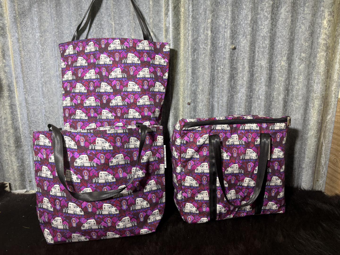 Ready made Shopping Bag Set (insulated cooler bag) - Ken worth pink