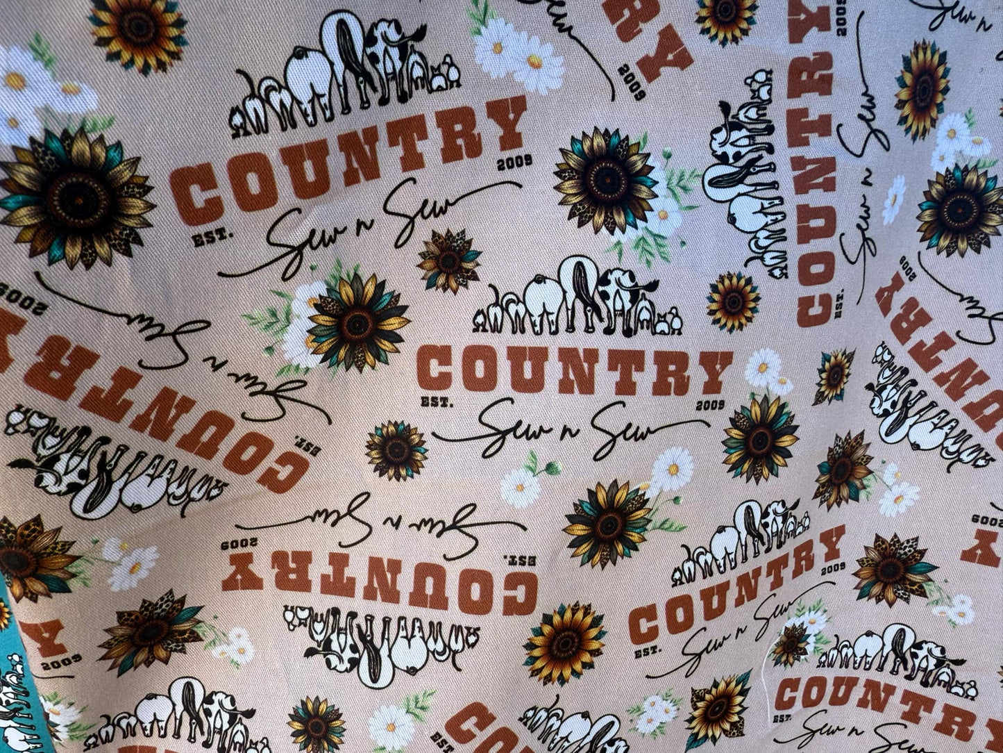 Fabric Shopping bag - (Ready Made) -Country sew n sew tan