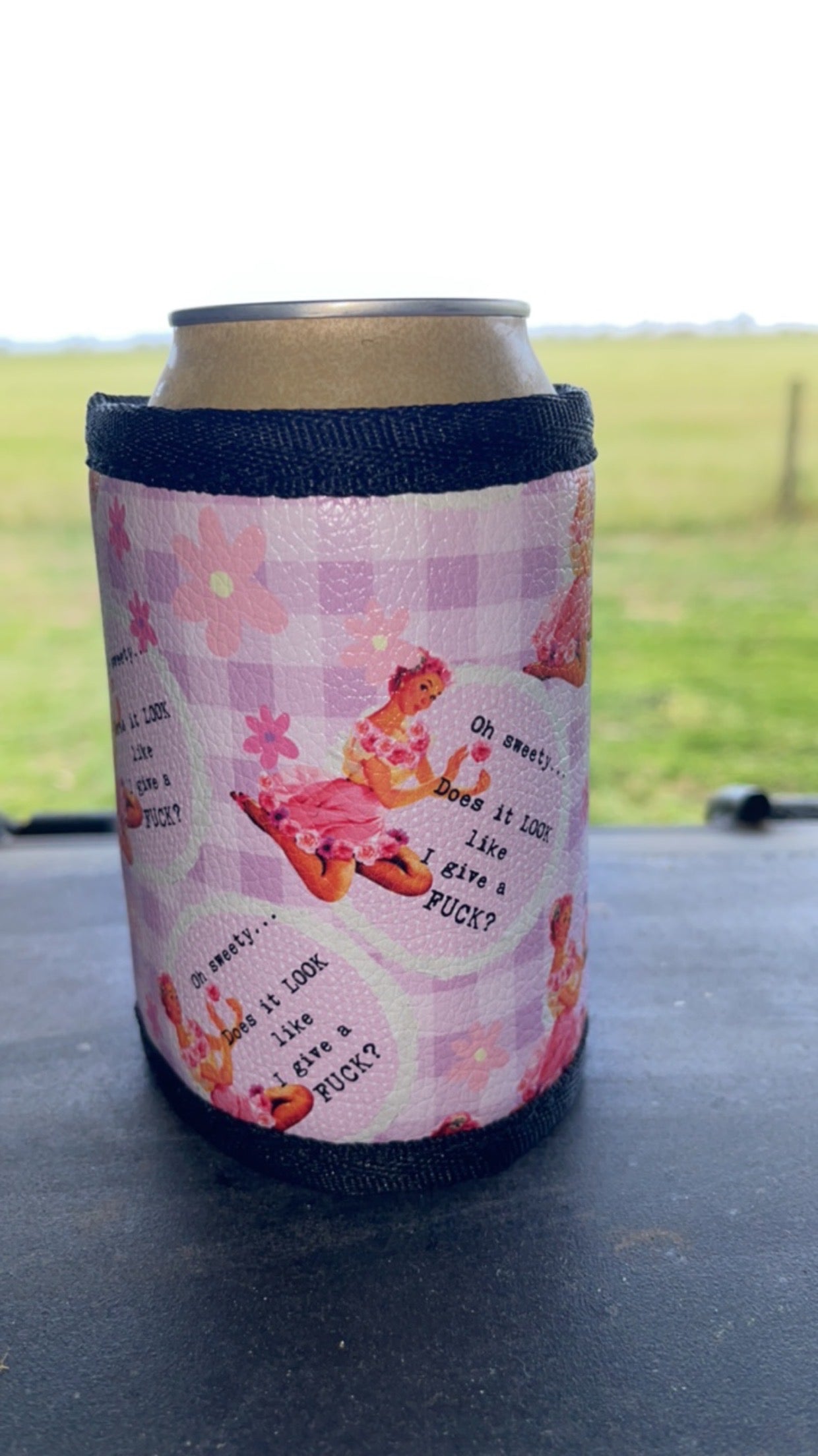 Vinyl Stubby Holder -oh sweety does it look like I give a fuck