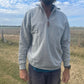 Pilbara Mens Classic Zipper C/F Fleece Pullover - Grey Marle