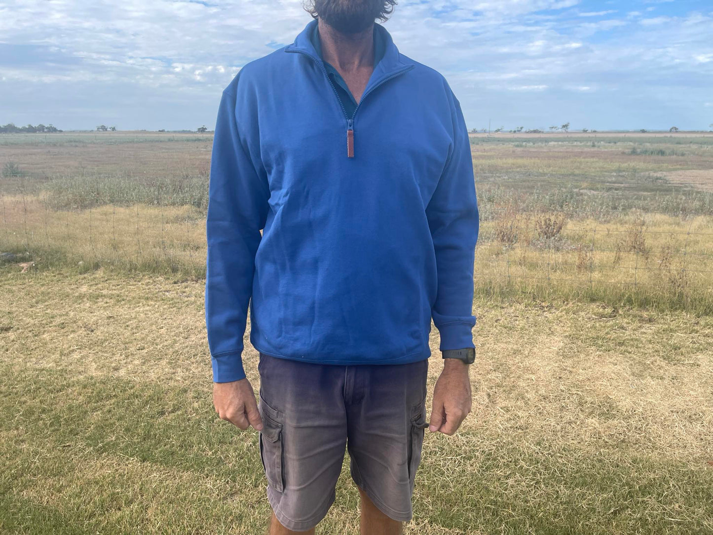 Pilbara Mens Classic Zipper C/F Fleece Pullover - Galaxy Blue