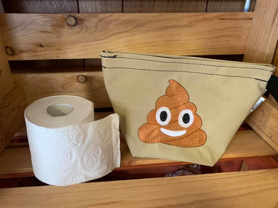 Embroidered Canvas Toilet Roll Bag.