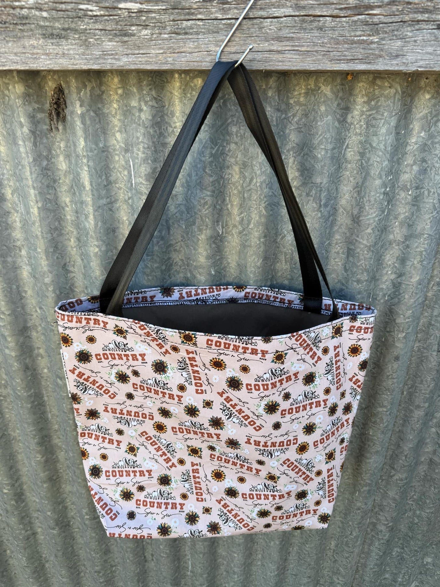 Fabric Shopping bag - (Ready Made) -Country sew n sew tan