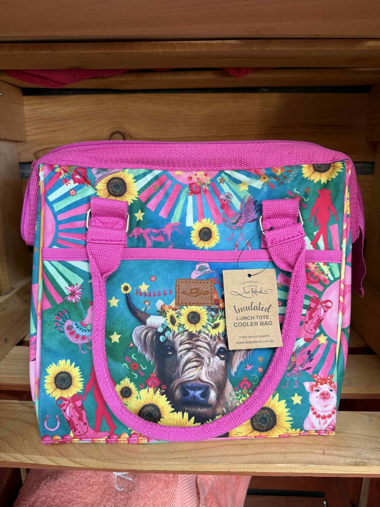 Lisa Pollock - Lunch Tote cooler bag - Carnival Cow