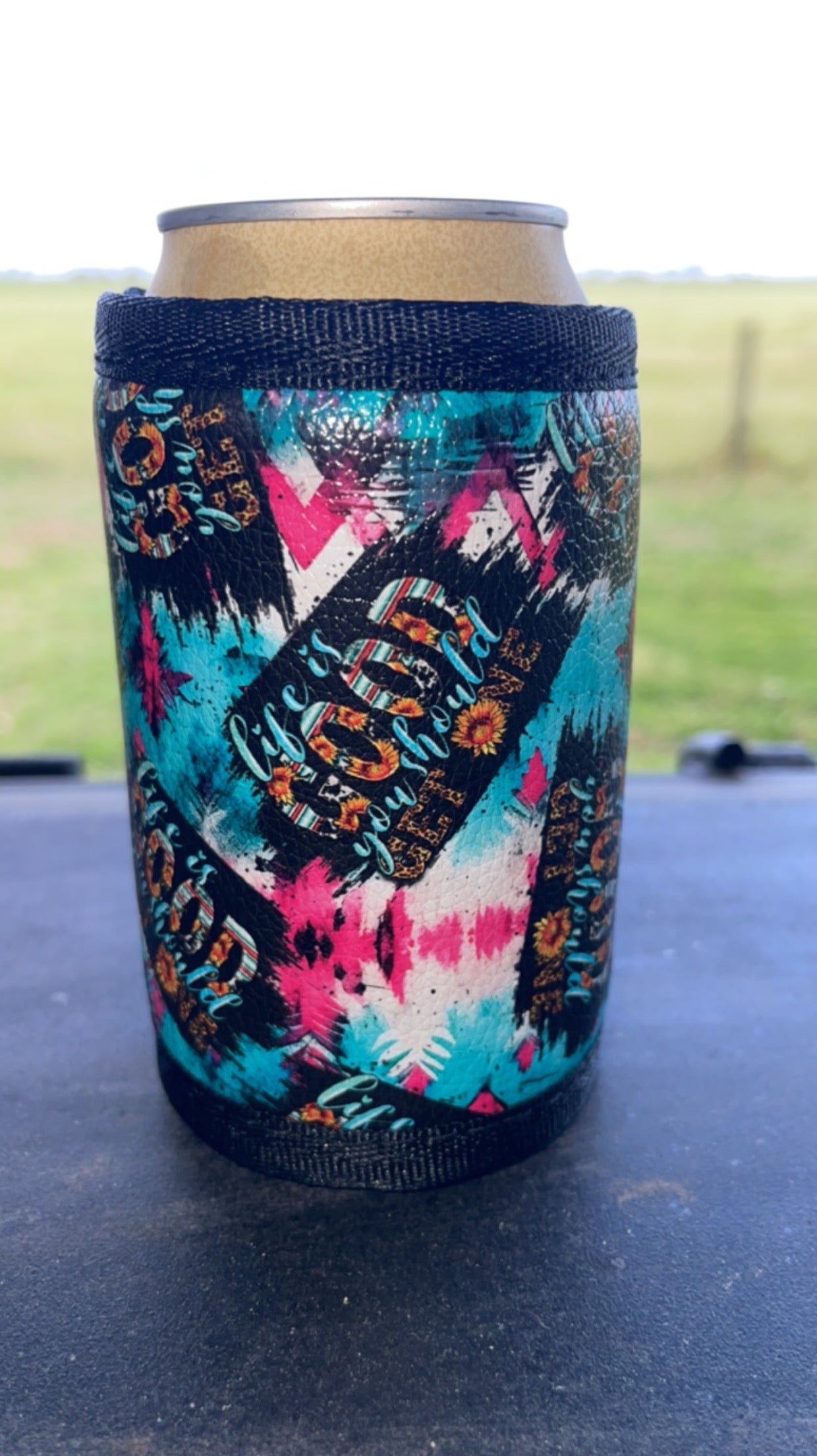 Vinyl Stubby Holder - Life is good. You should get one. Aztec.