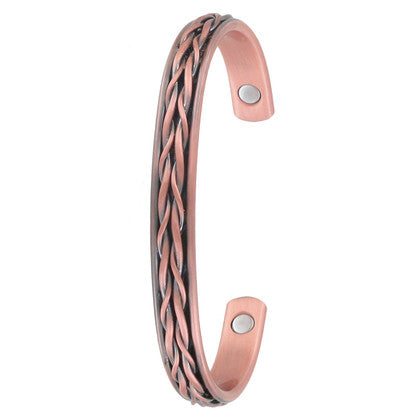 Copper Bangle - Magnetic - Fishtail Braid