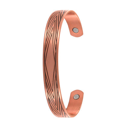 Copper Bangle - Magnetic - Diamond Pattern
