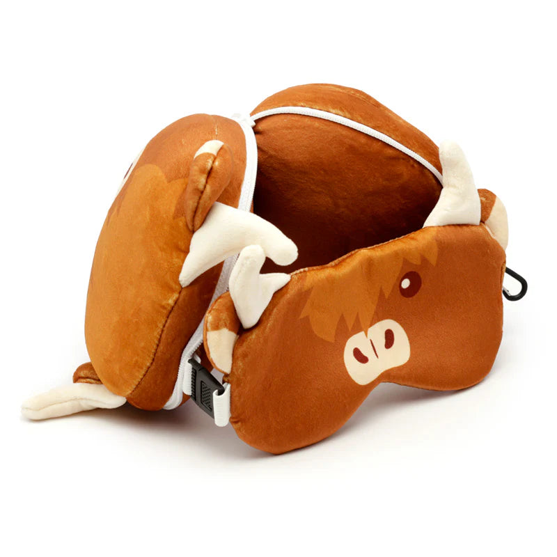 Highland Coo the Cow Travel Pillow Set
