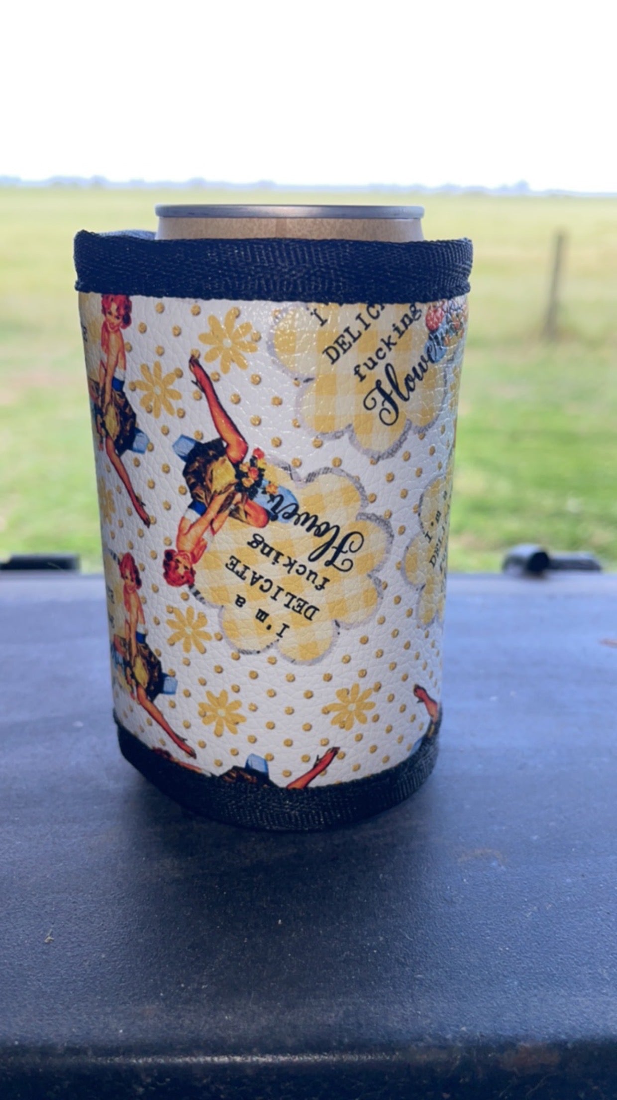 Vinyl Stubby Holder -I’m a delicate fucking flower