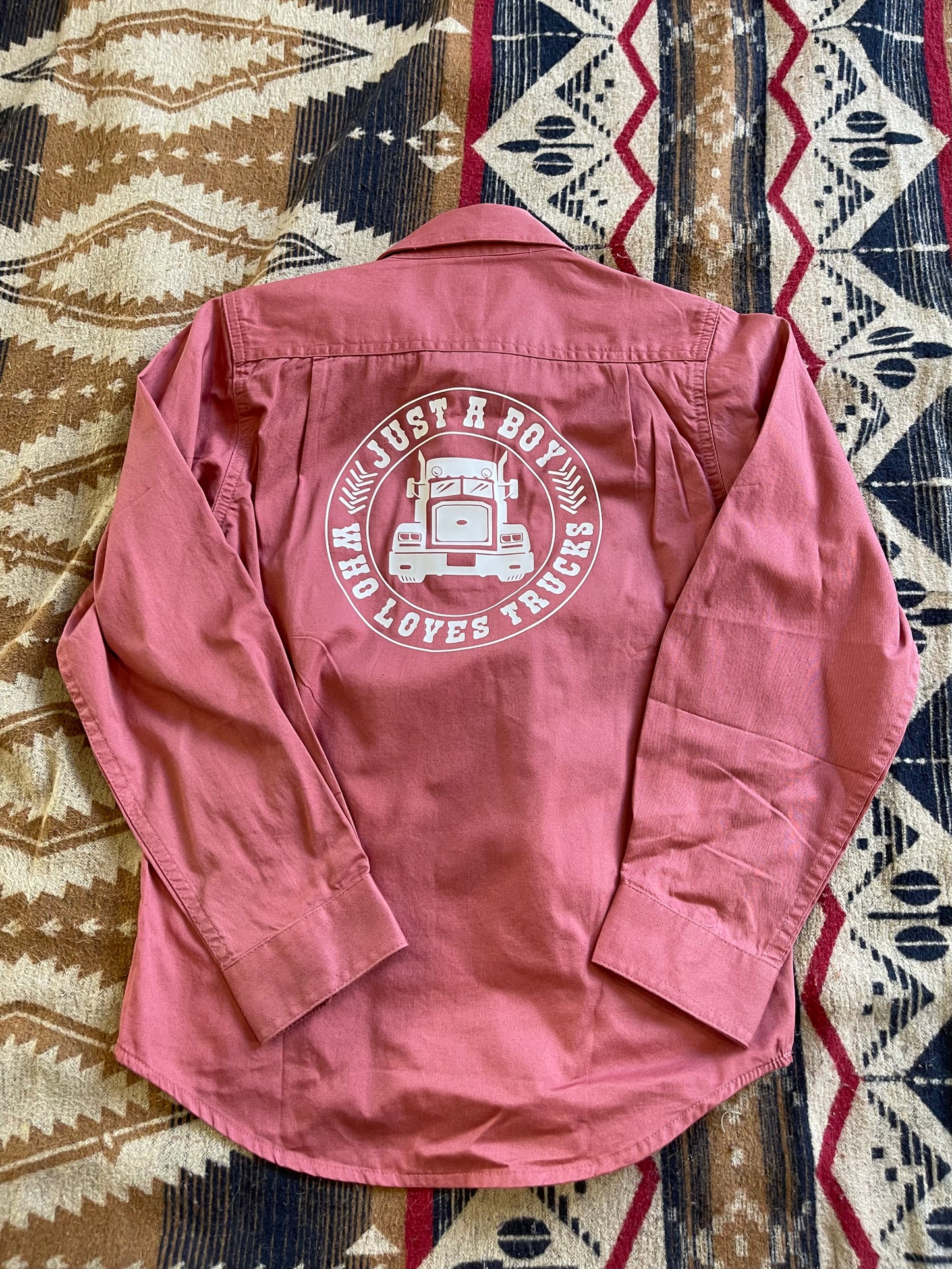 Kids Pilbara Shirt - Just a boy who loves trucks - size 7-8