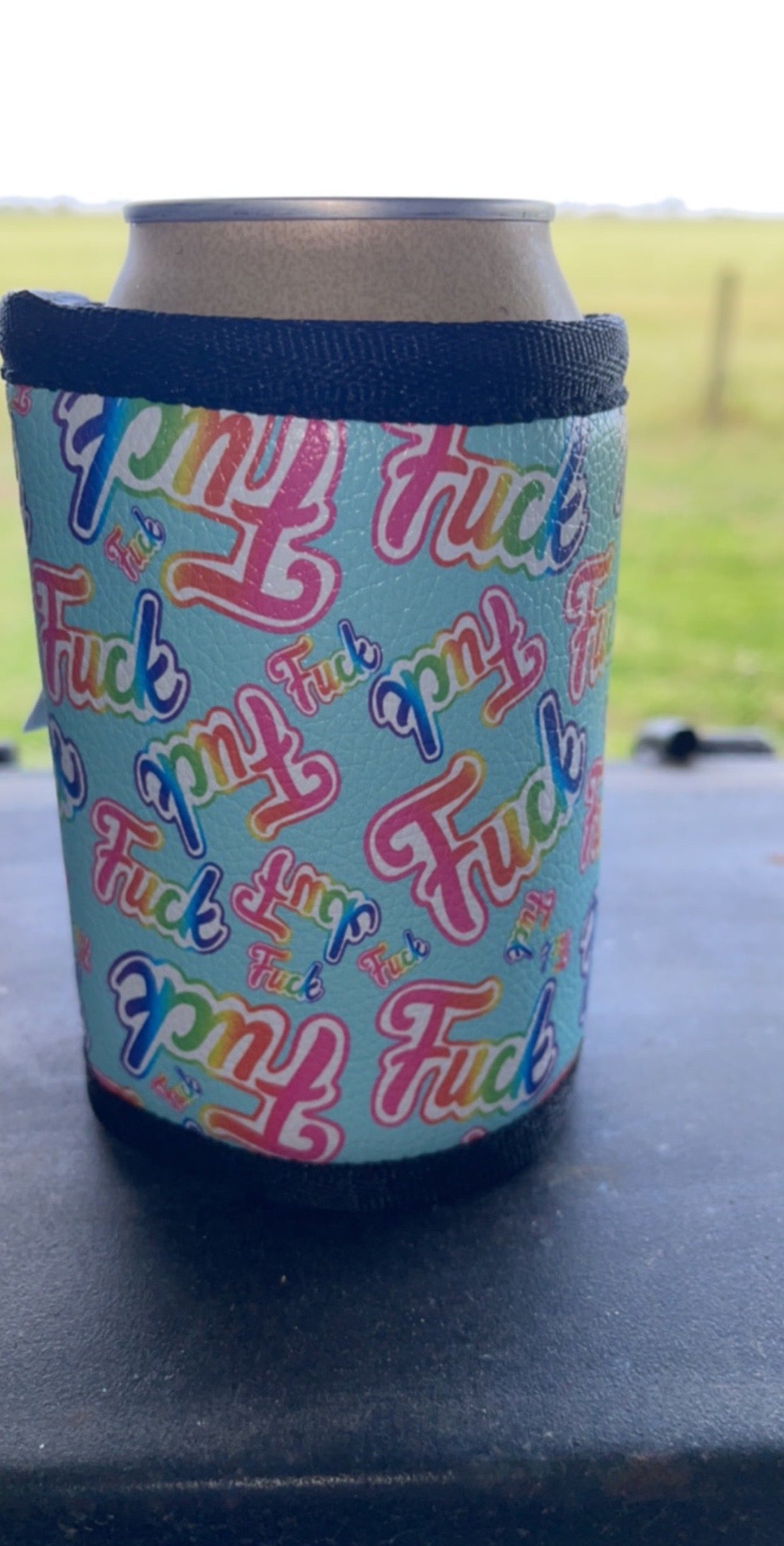 Vinyl Stubby Holder -colourful Fuck