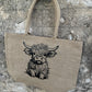 Market garden hessian Shopping bag - highland cow