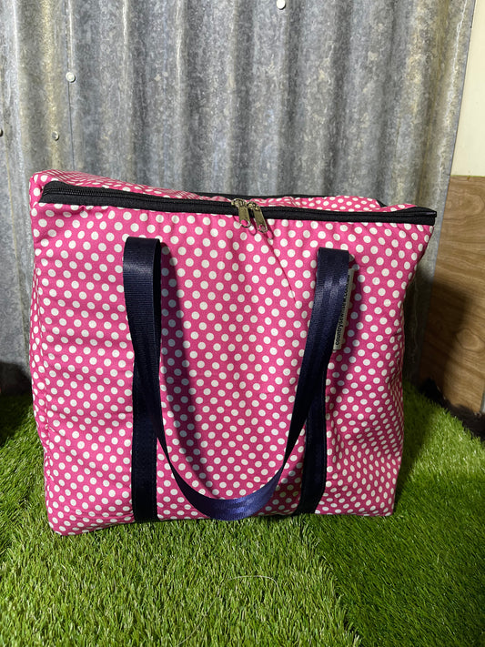 Ready made insulated cooler bag - pink and white spots