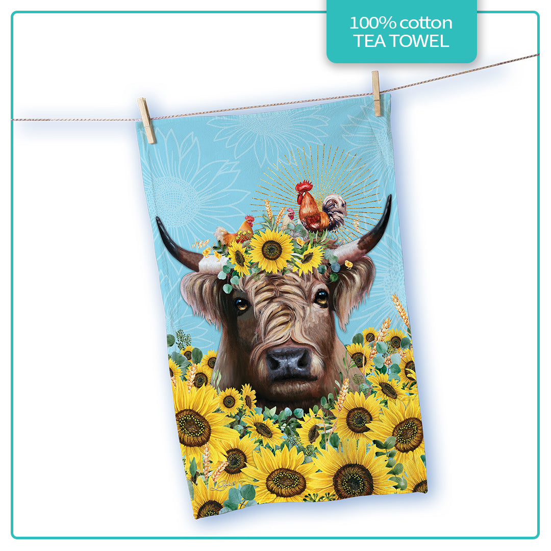 Lisa Pollock - Tea Towel - Highland cow