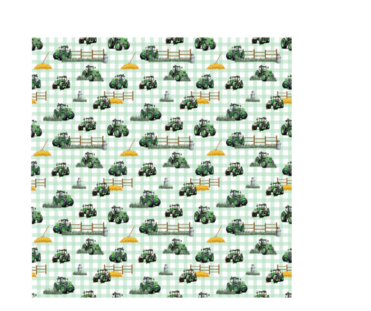 Pre Order Swag Blanket - Green Tractors on gingham