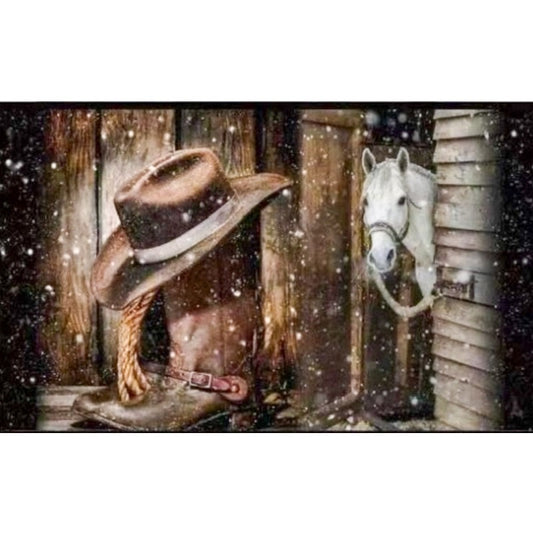 Tin Sign - Horse and boot embossed