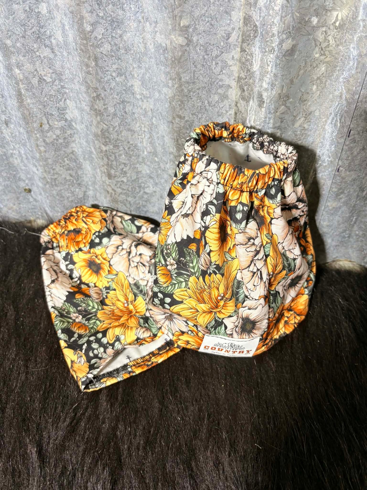 Fabric sock savers- Floral- yellow & beige