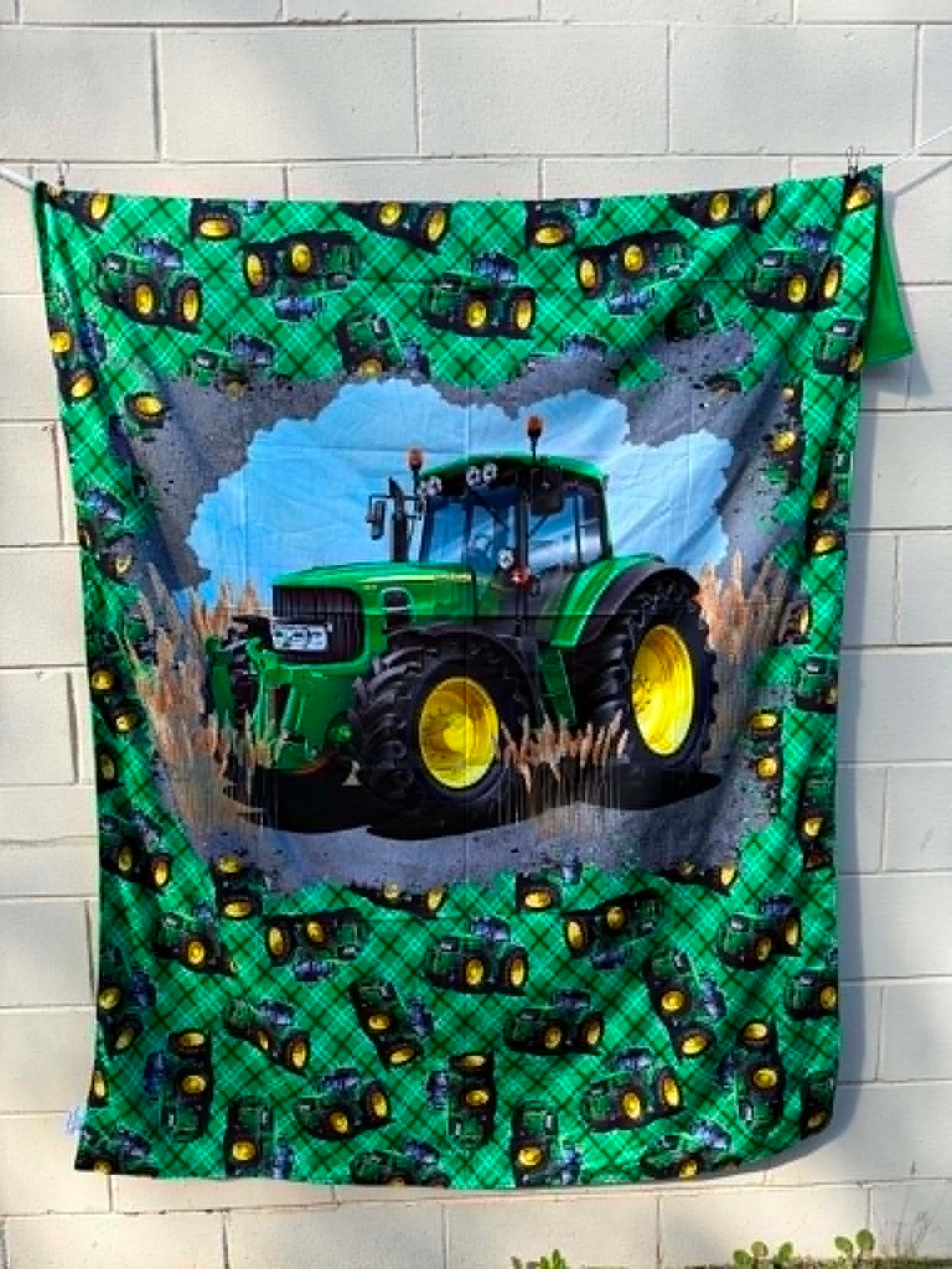 Pre Order Swag Blanket - Green Tractor panel