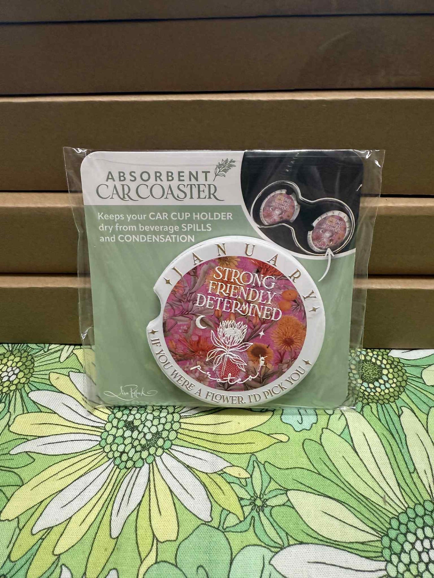 Lisa Pollock Car Coaster - January