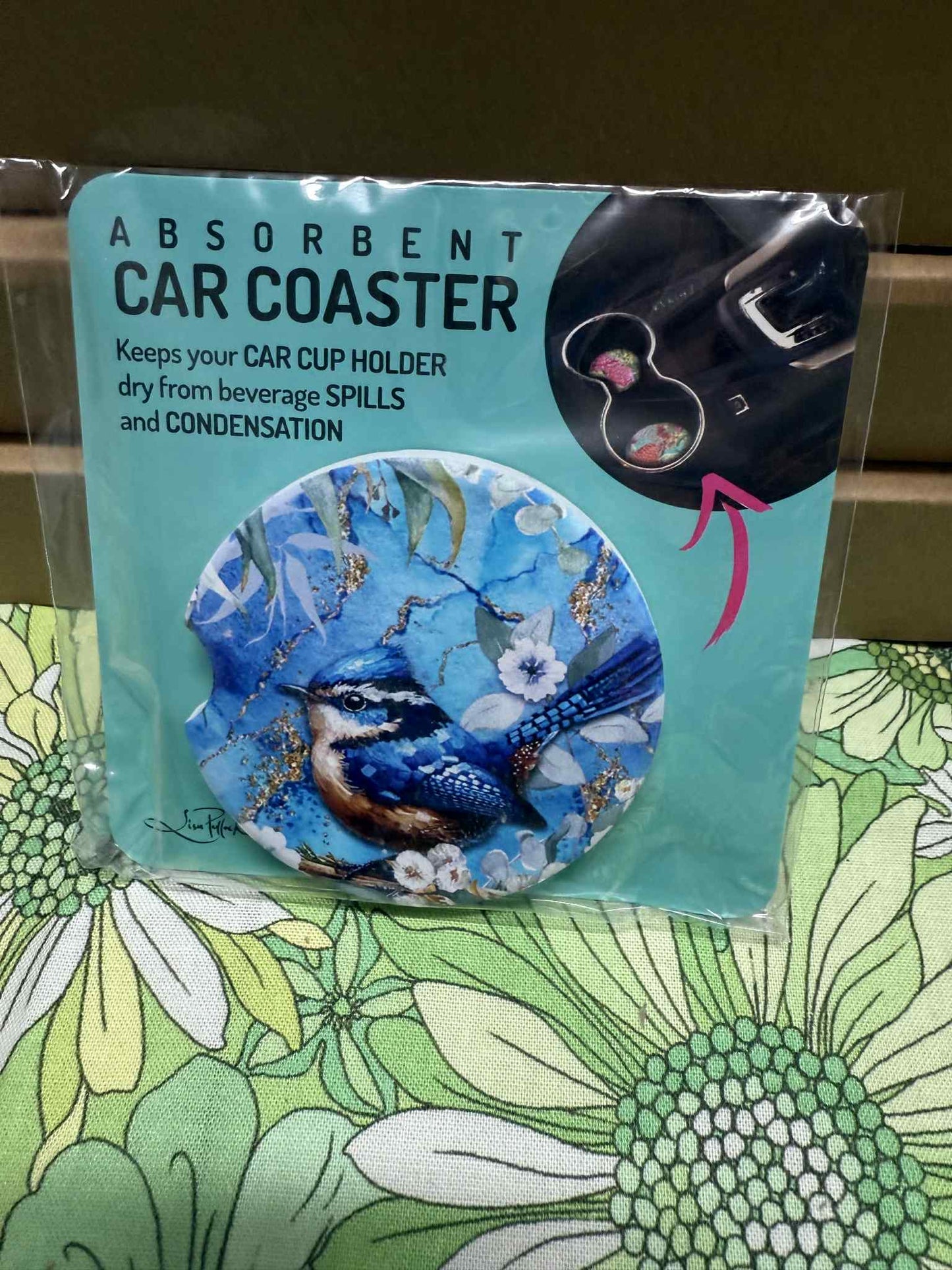 Lisa Pollock Car Coaster - Cheeky Wren