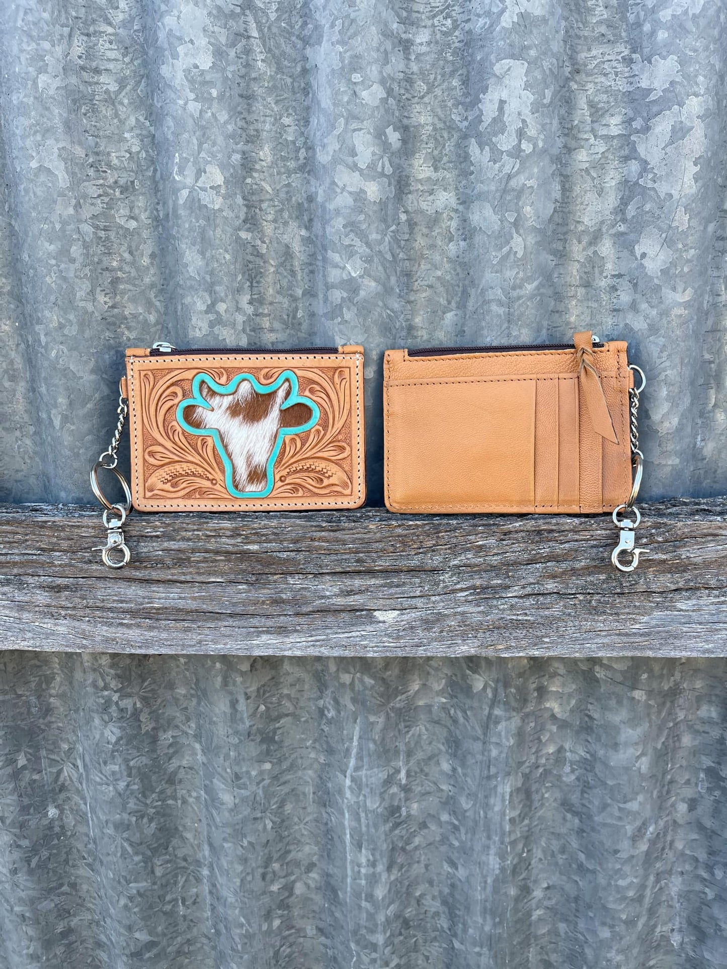 Tooling Leather and Cowhide Key/ Card Case