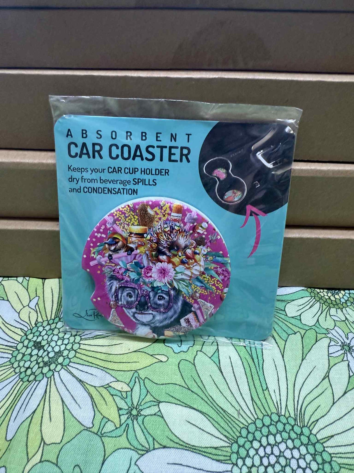Lisa Pollock Car Coaster - Oz Foodie Koala