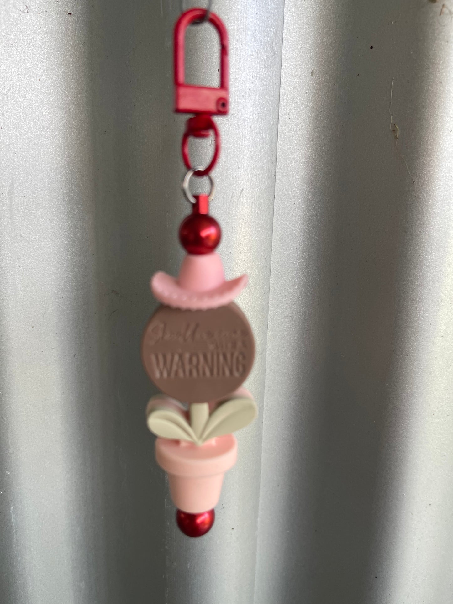 Keyring, beaded - should have come with a warning flower pot.