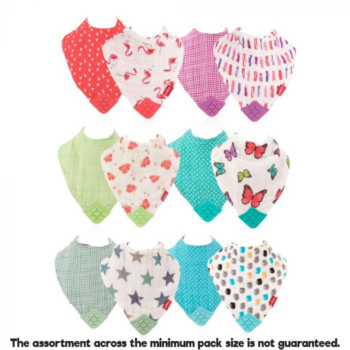 Muslin Bandana Bibs- pinks - 2 pack with Teething Corner