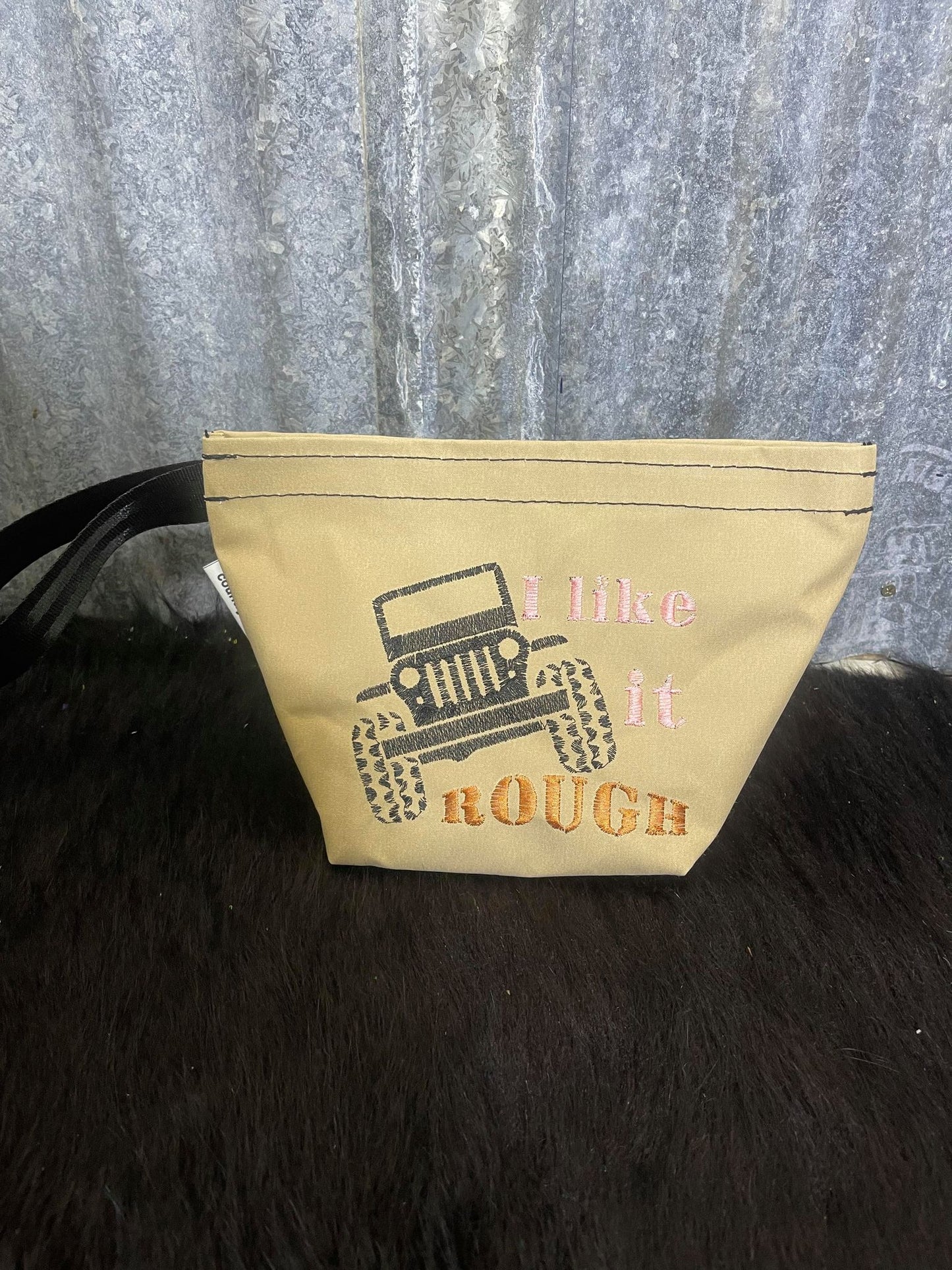 Embroidered Canvas Toilet Roll Bag.