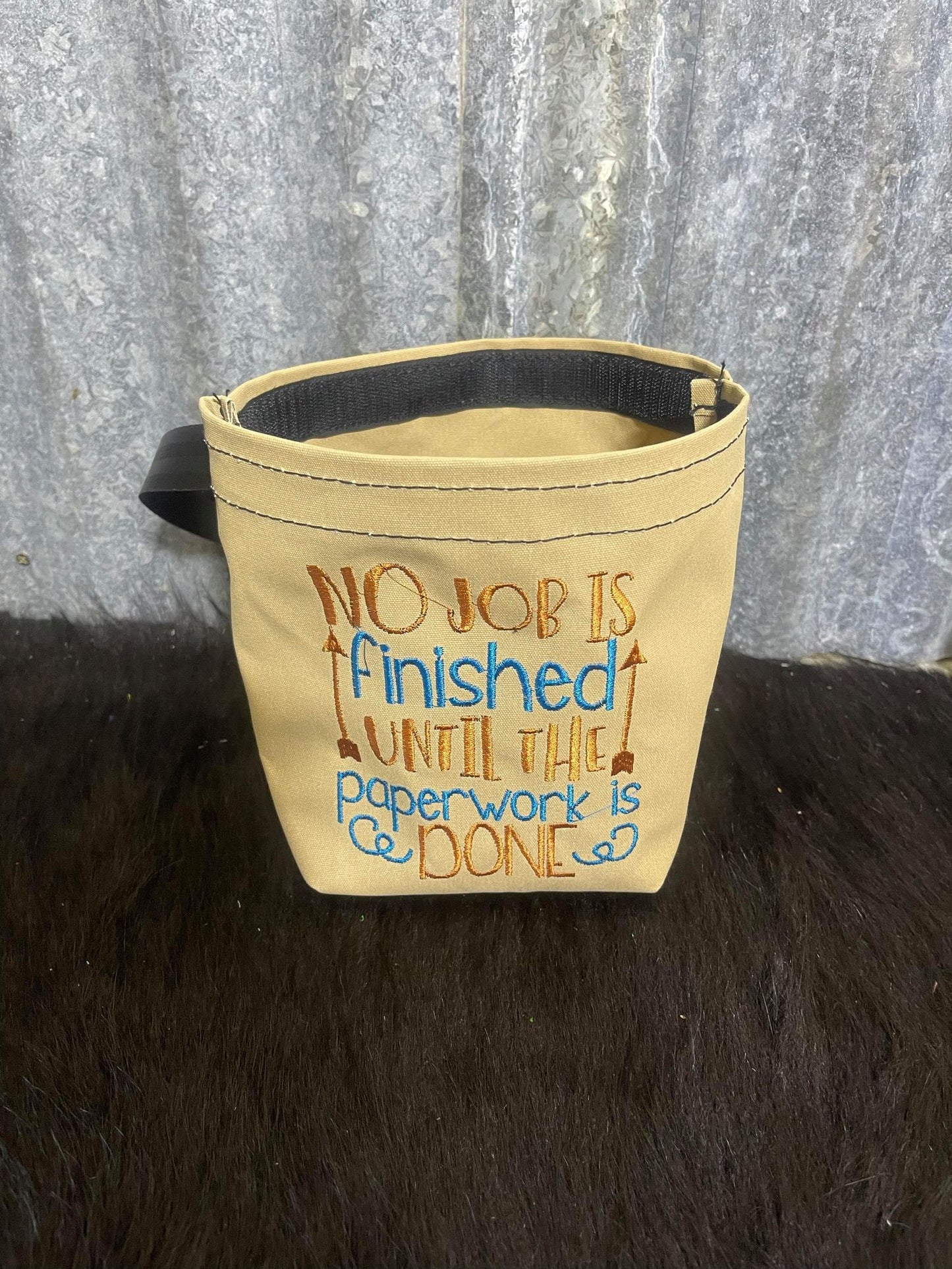 Embroidered Canvas Toilet Roll Bag.