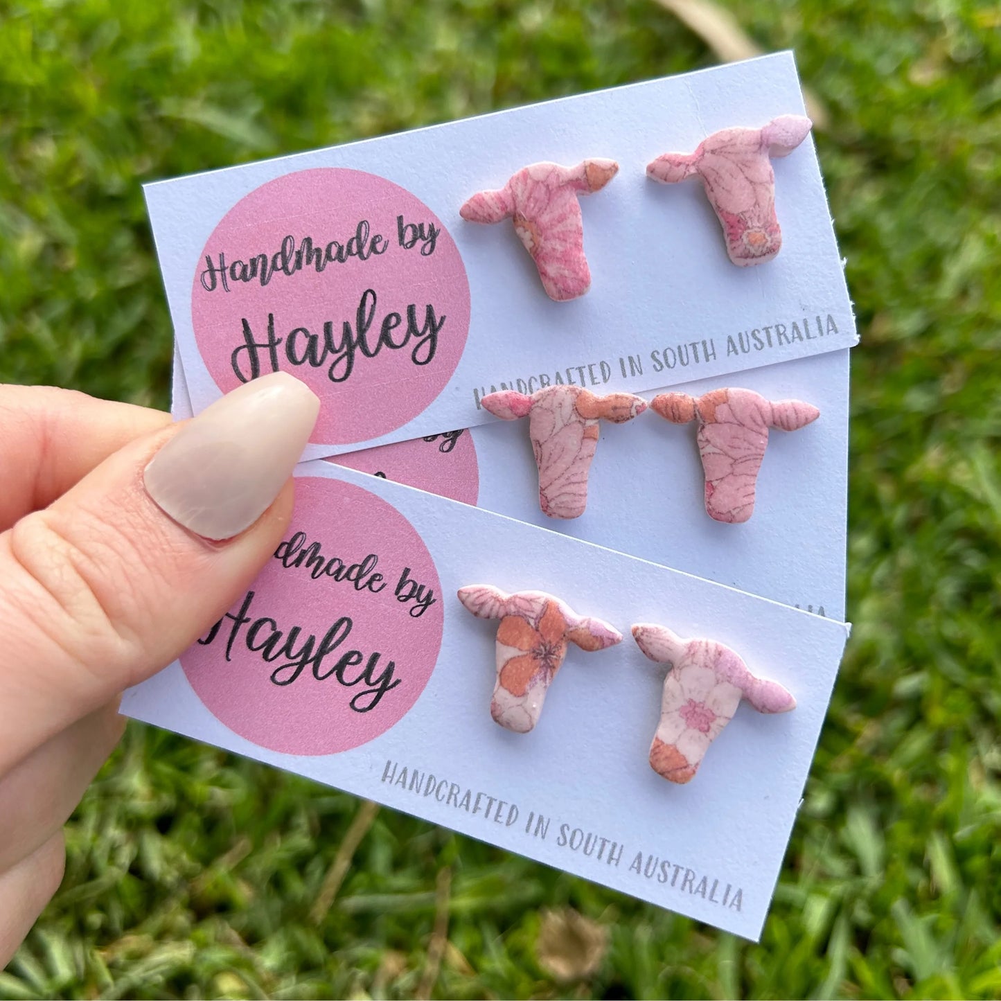 Earrings - Flower Power pink Cows