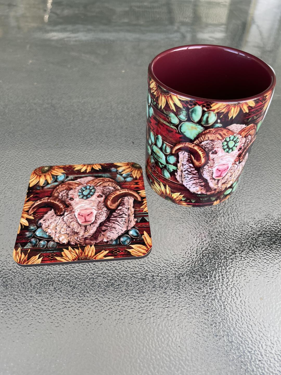 Printed Mug and coaster set-Ram