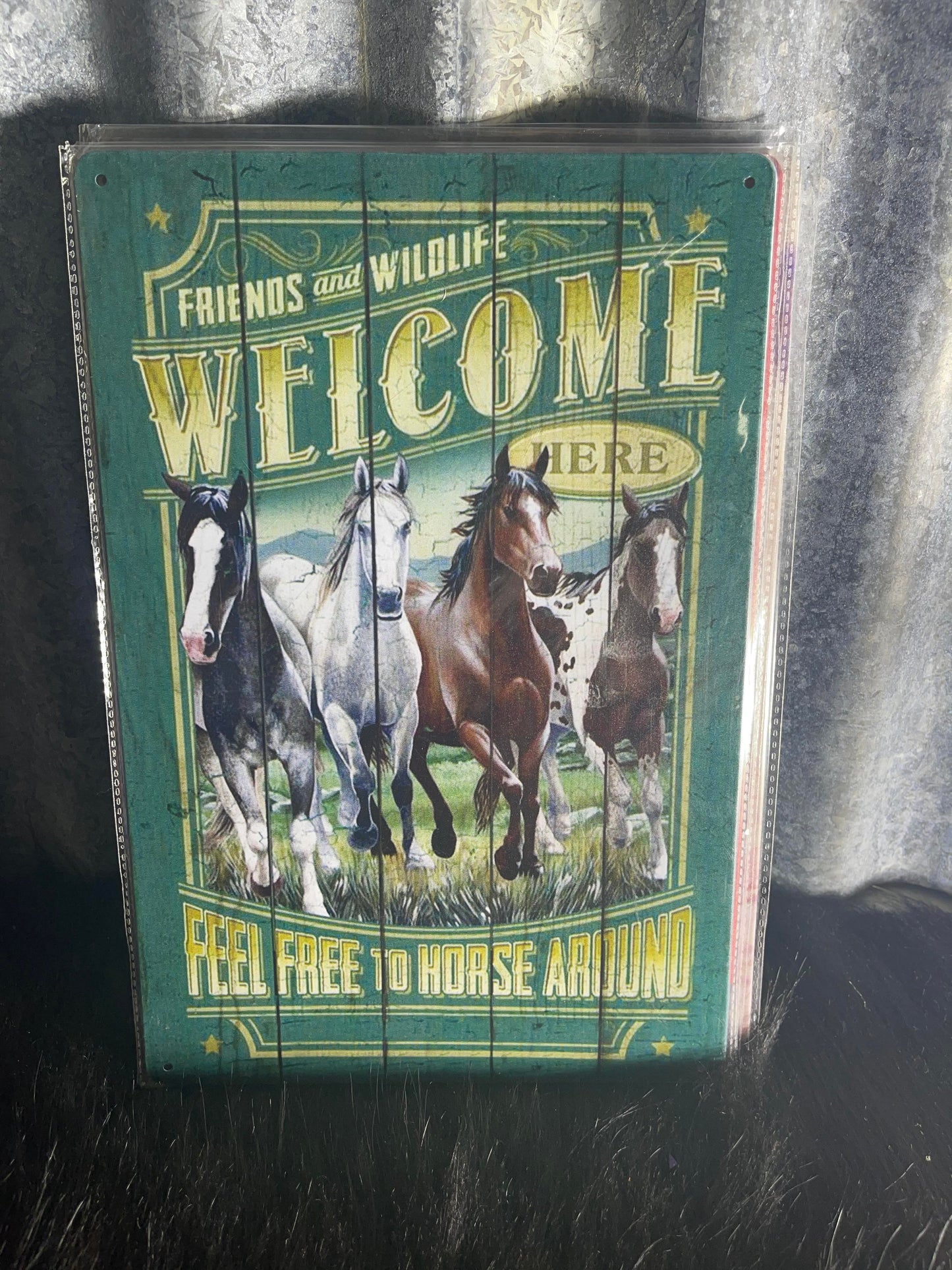 Tin Sign - Horses