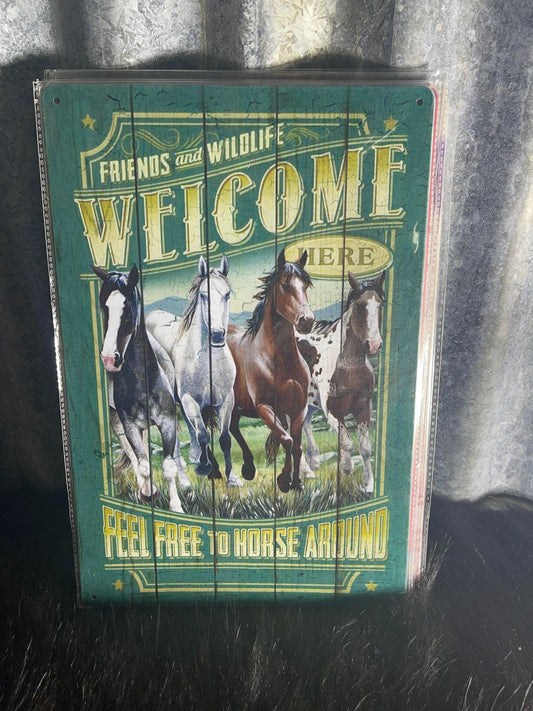 Tin Sign - Horses