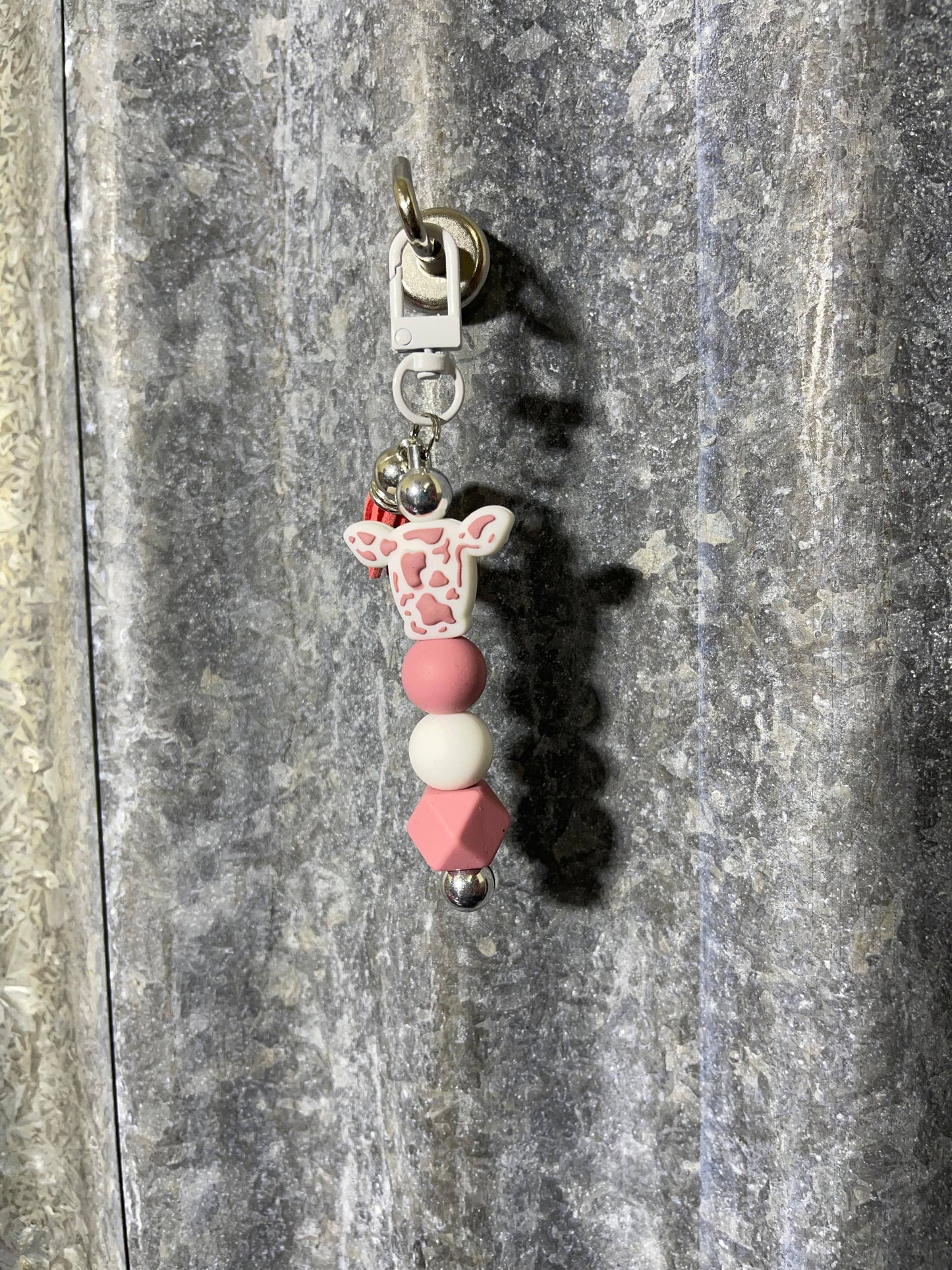 Keyring, beaded - Clay cow